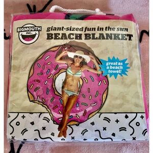 Bigmouth Donut Pink Beach Blanket Towel